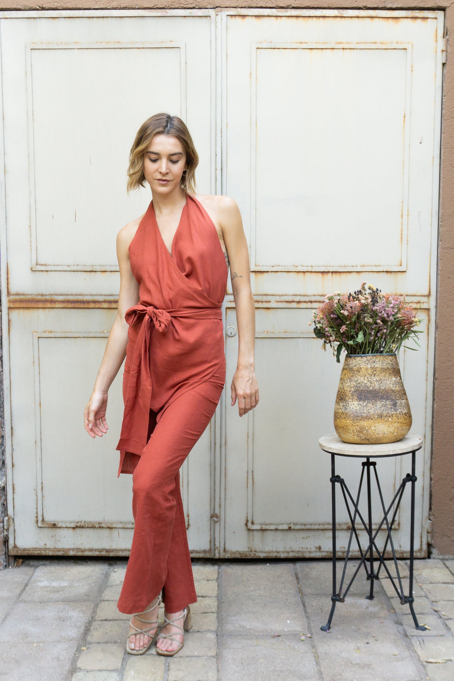 TOP LINO LAURA TERRACOTA