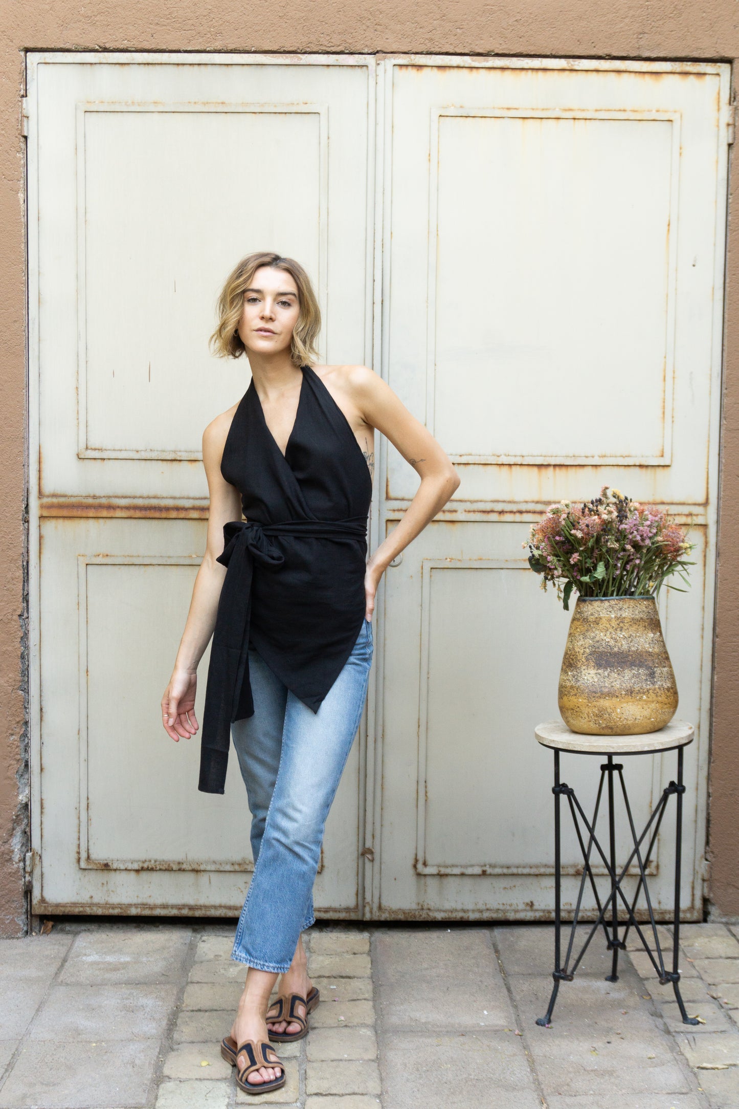 TOP LINO LAURA NEGRO