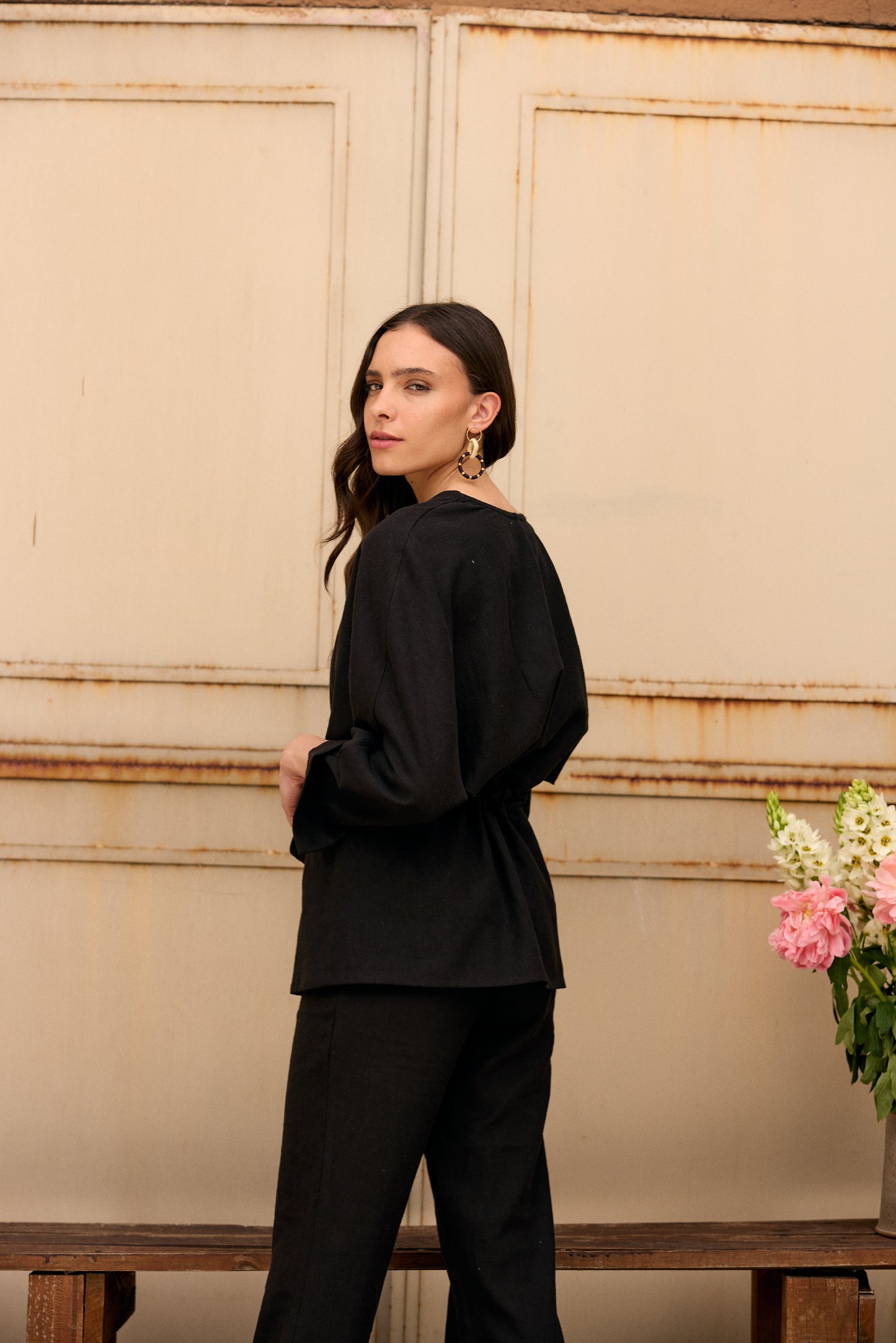 BLUSA LINO DELFINA NEGRO