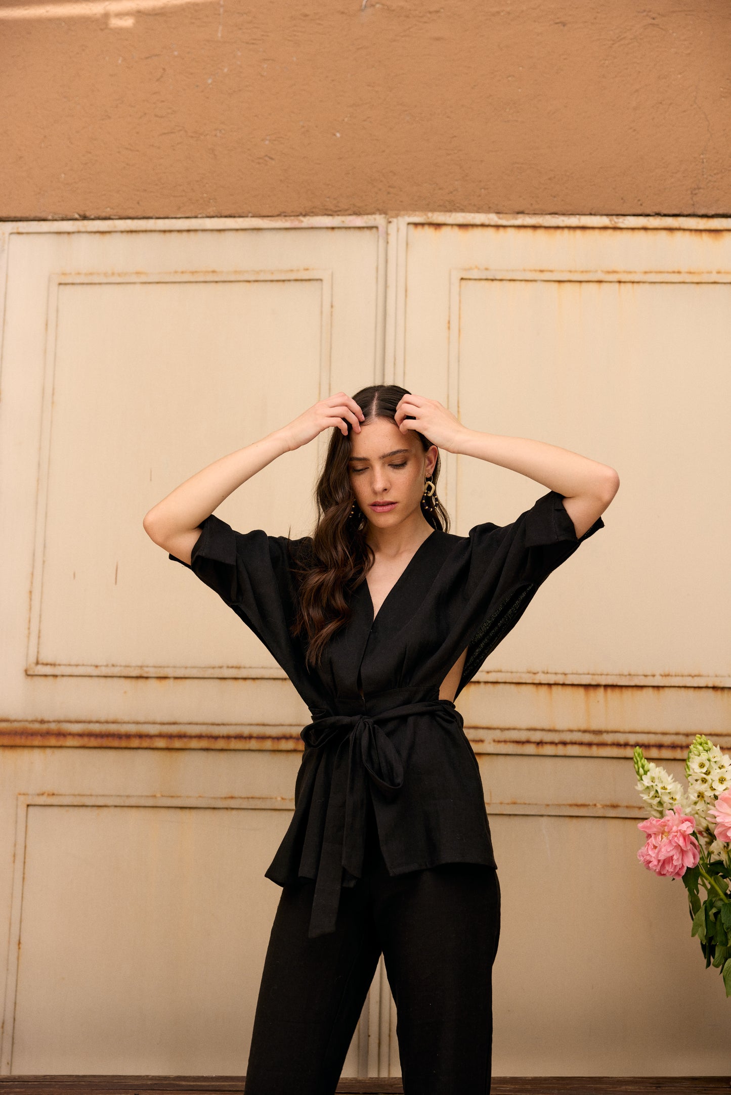 BLUSA LINO DELFINA NEGRO