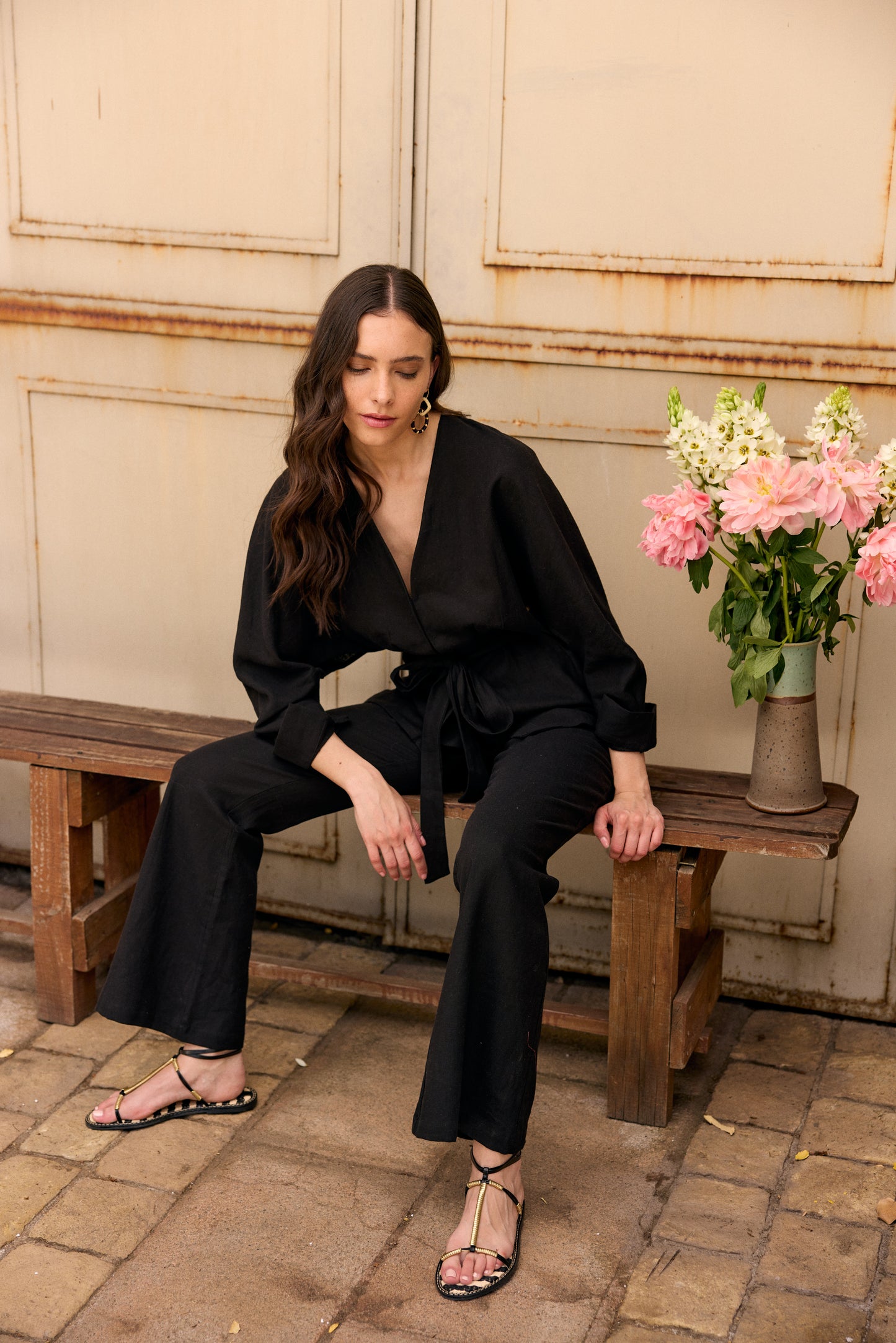 BLUSA LINO DELFINA NEGRO