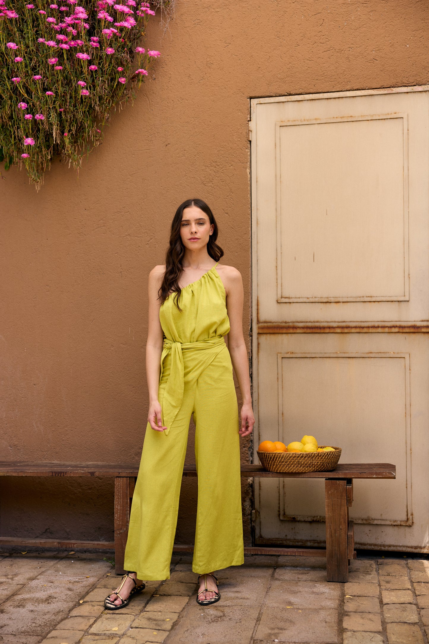 PANTALÓN LINO SARA VERDE