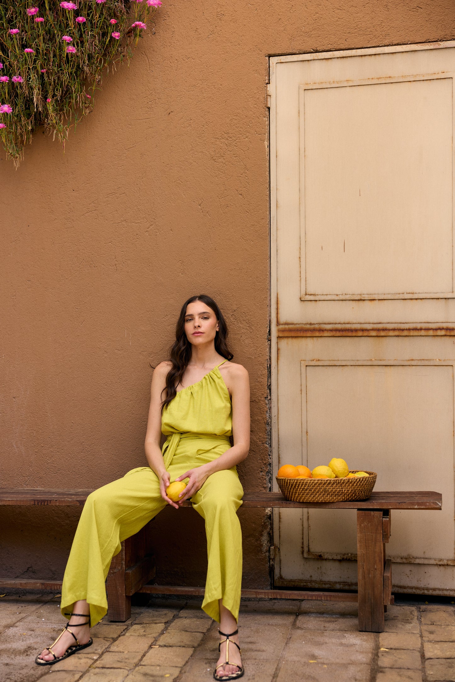 PANTALÓN LINO SARA VERDE