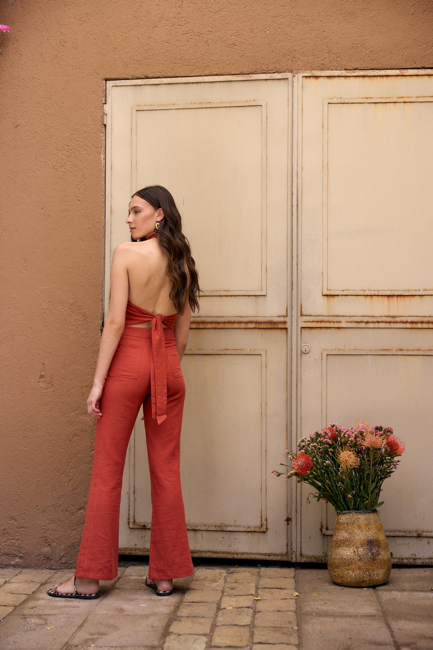 TOP LINO MATILDA TERRACOTA