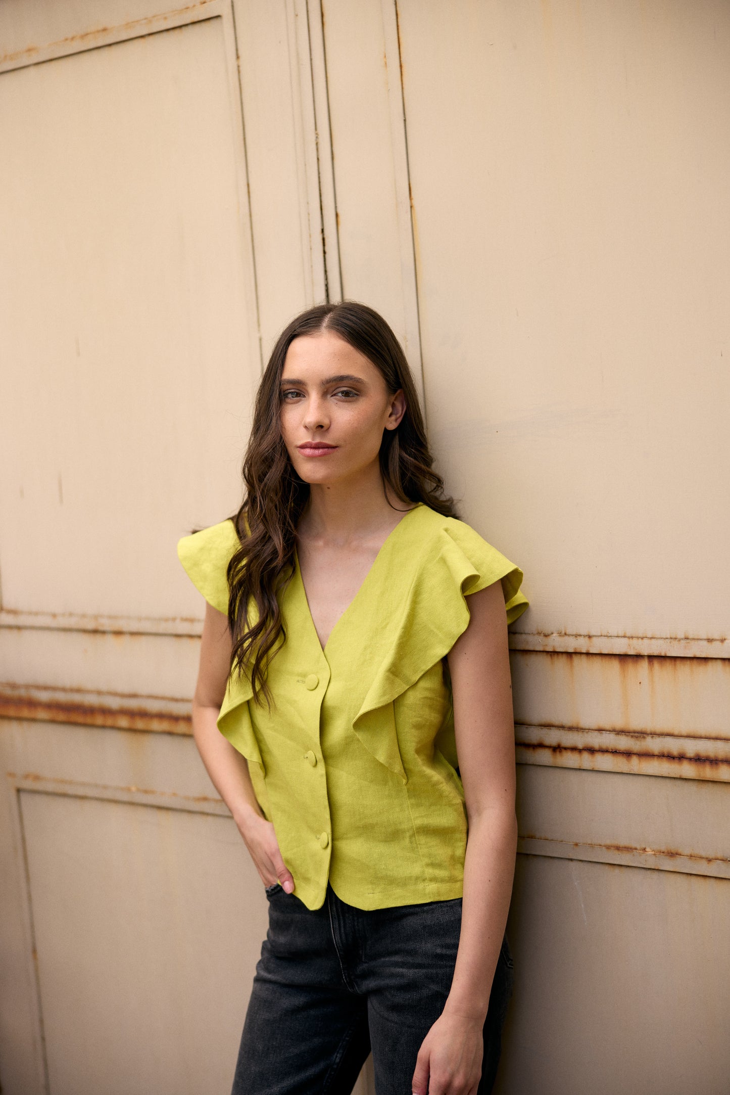 BLUSA LINO INES VERDE