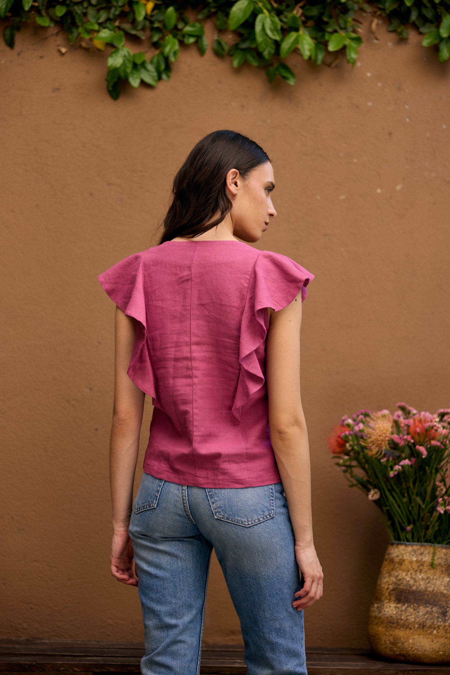 BLUSA LINO INES ROSADA