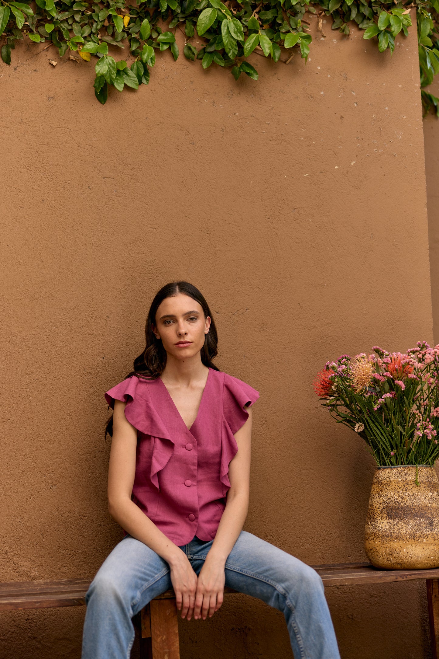 BLUSA LINO INES ROSADA