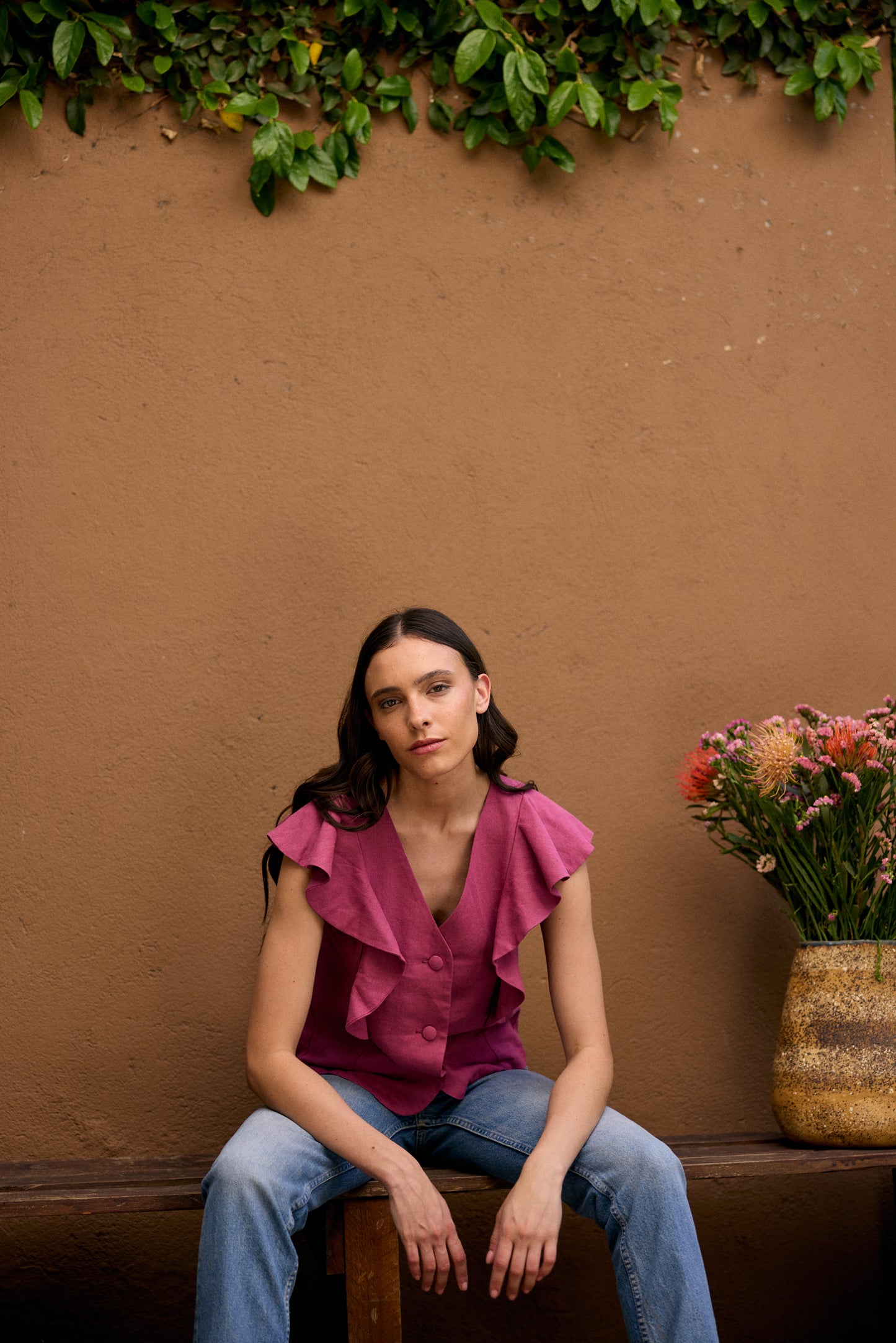 BLUSA LINO INES ROSADA