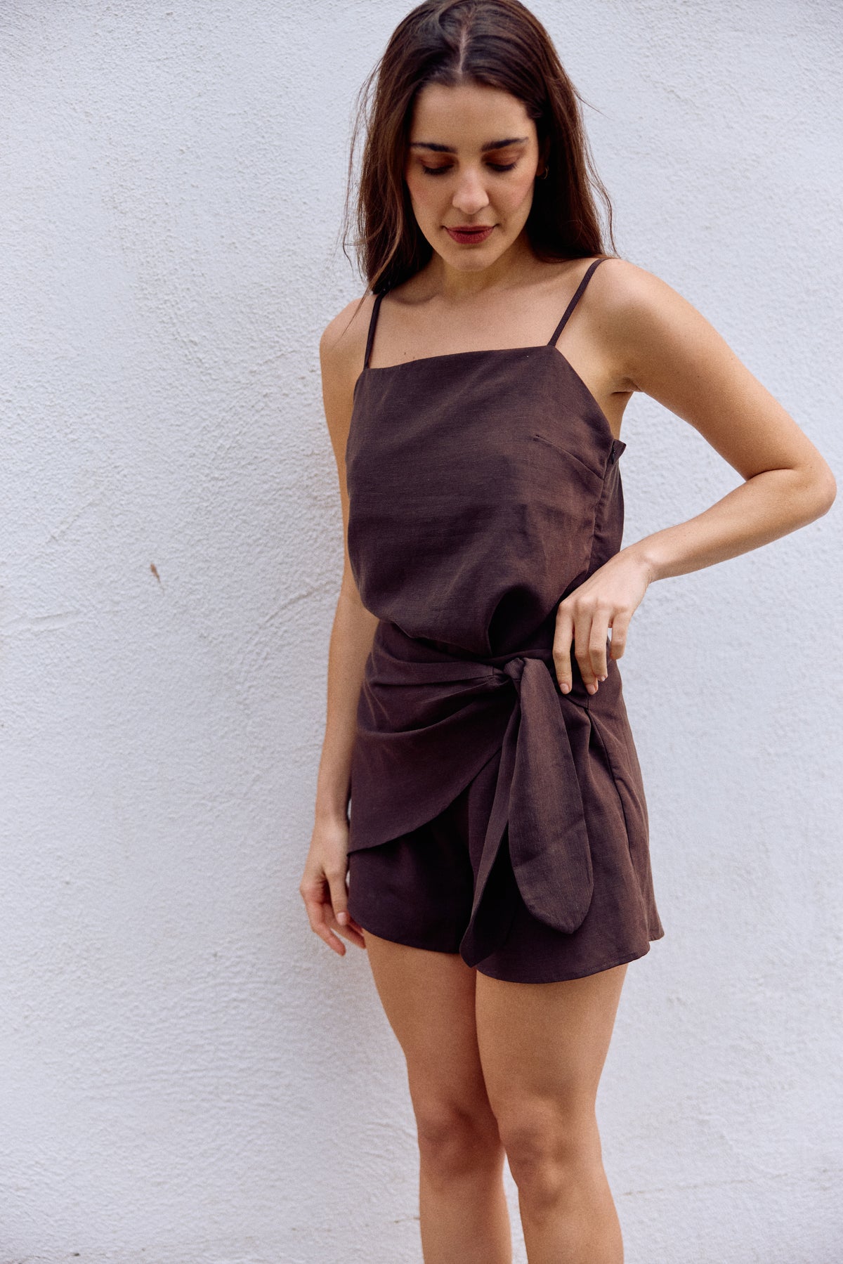 BLUSA LUCRECIA LINO CHOCOLATE