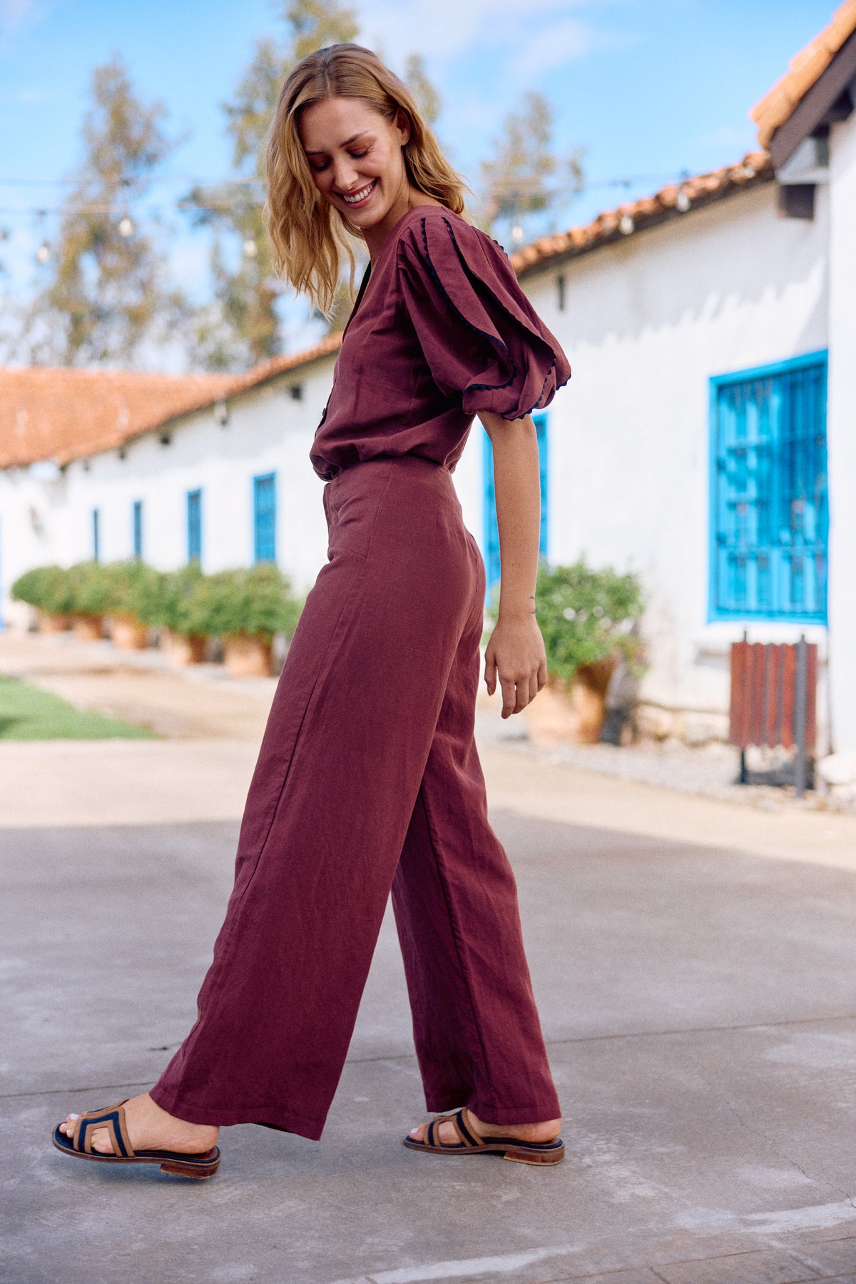 BLUSA LETICIA LINO BERENJENA
