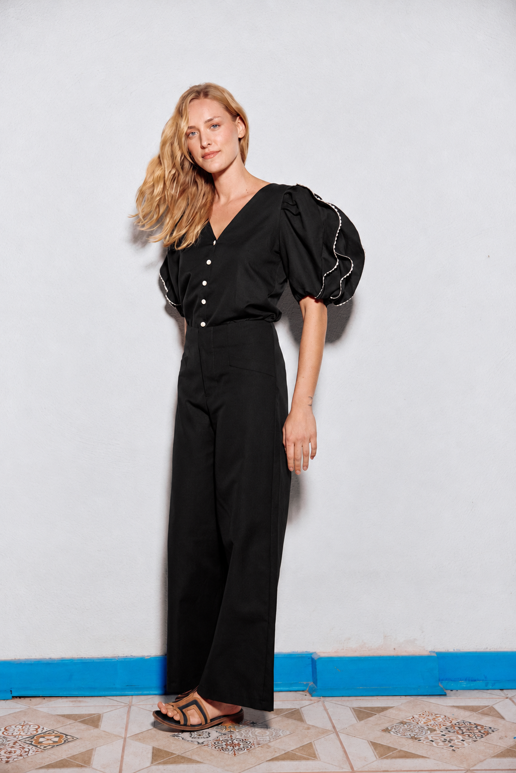 PANTALÓN LOURDES LINO NEGRO