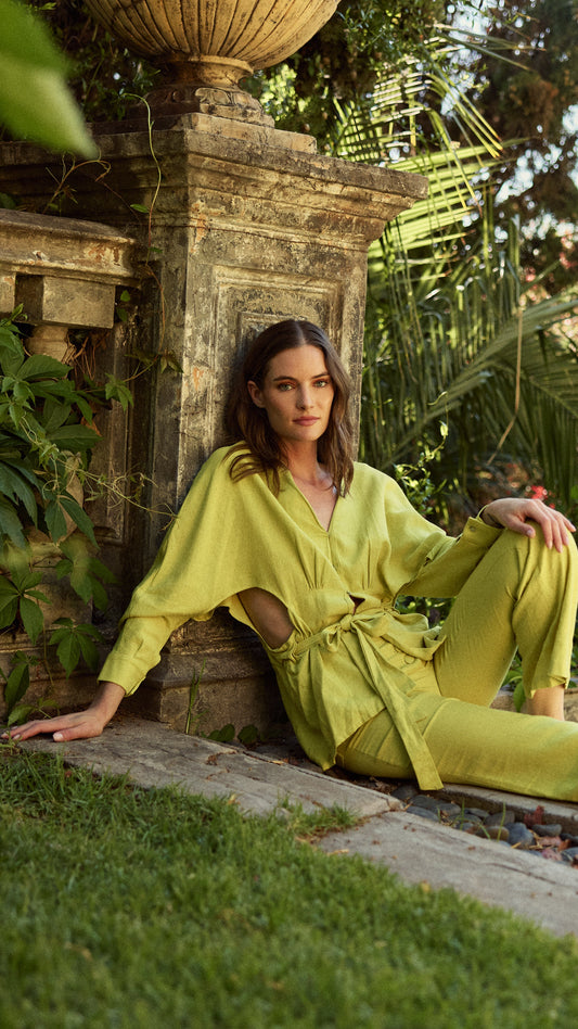 BLUSA LINO DELFINA VERDE