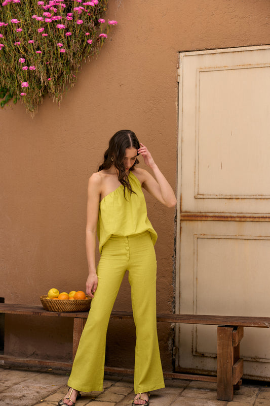 PANTALÓN LINO ESTELA VERDE