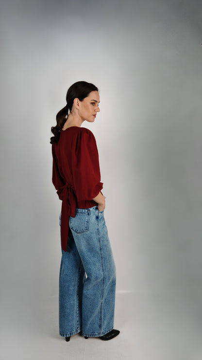 Blusa Carolina Cupro Burdeo