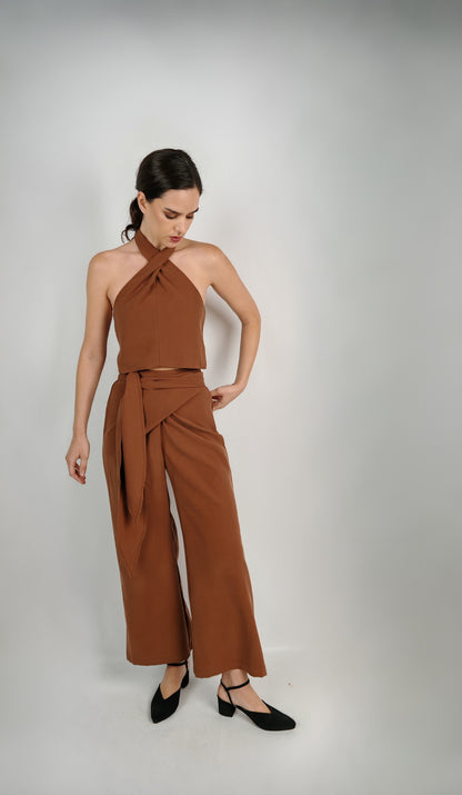 Pantalón Sara Cupro Chocolate