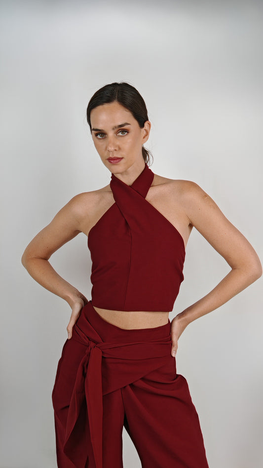 Top Matilda Cupro Burdeo