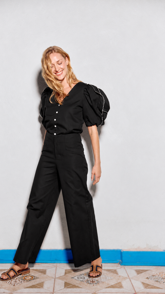 BLUSA LETICIA LINO NEGRO
