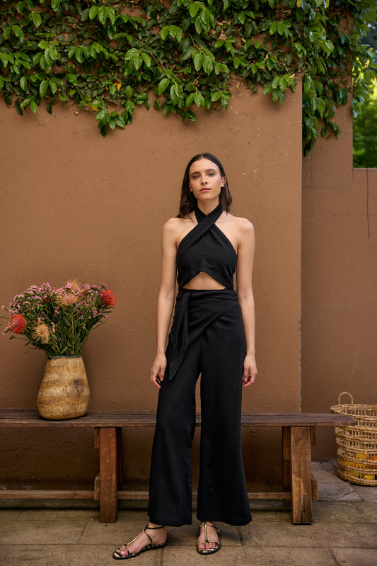 PANTALÓN LINO SARA NEGRO