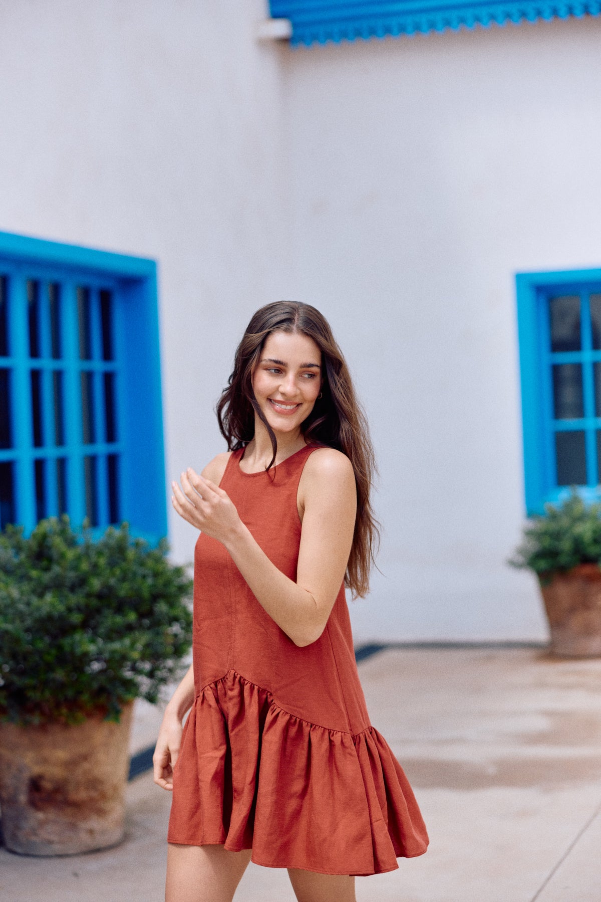 VESTIDO LUCIA LINO TERRACOTA