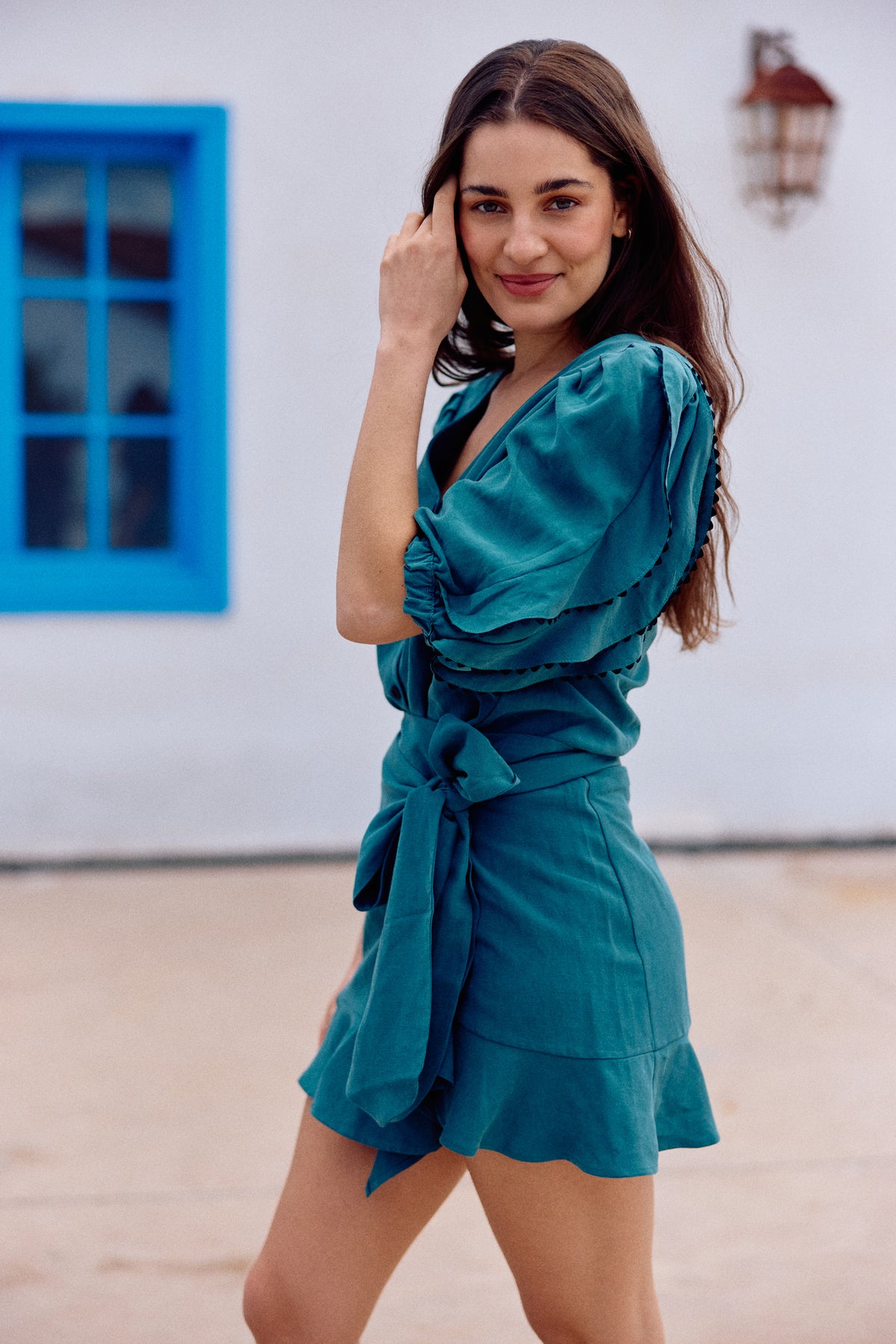 BLUSA LETICIA LINO PETROLEO