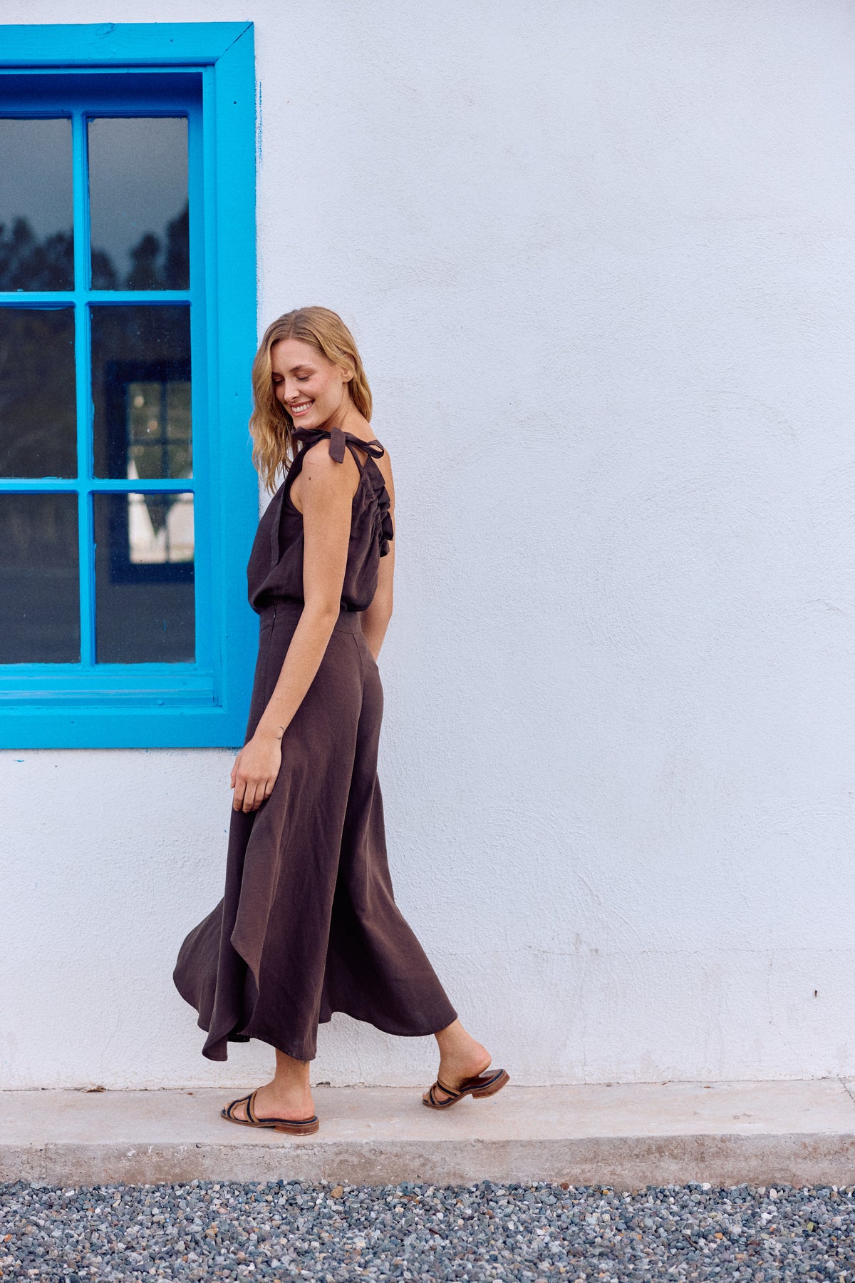 BLUSA SOFIA LINO CHOCOLATE