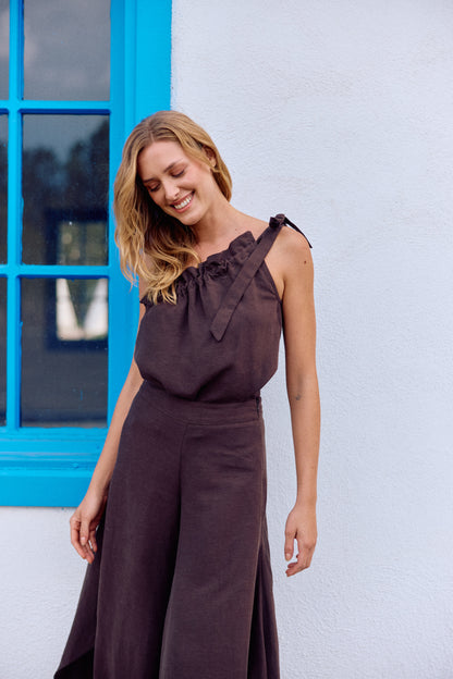 BLUSA SOFIA LINO CHOCOLATE