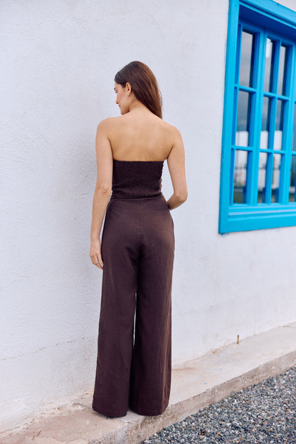 PANTALÓN SARA LINO CHOCOLATE