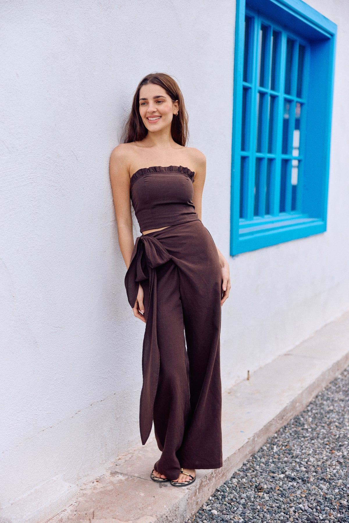 PANTALÓN SARA LINO CHOCOLATE