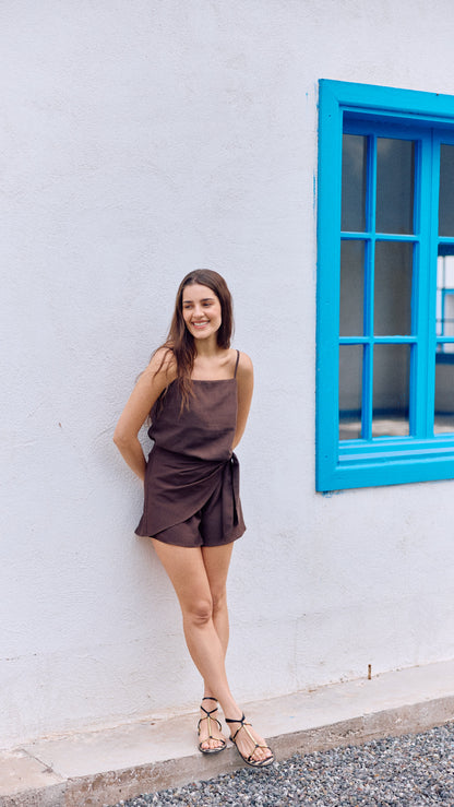 BLUSA LUCRECIA LINO CHOCOLATE