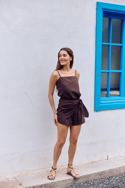 BLUSA LUCRECIA LINO CHOCOLATE