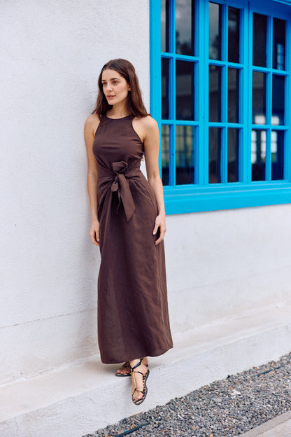 VESTIDO ANA LINO CHOCOLATE