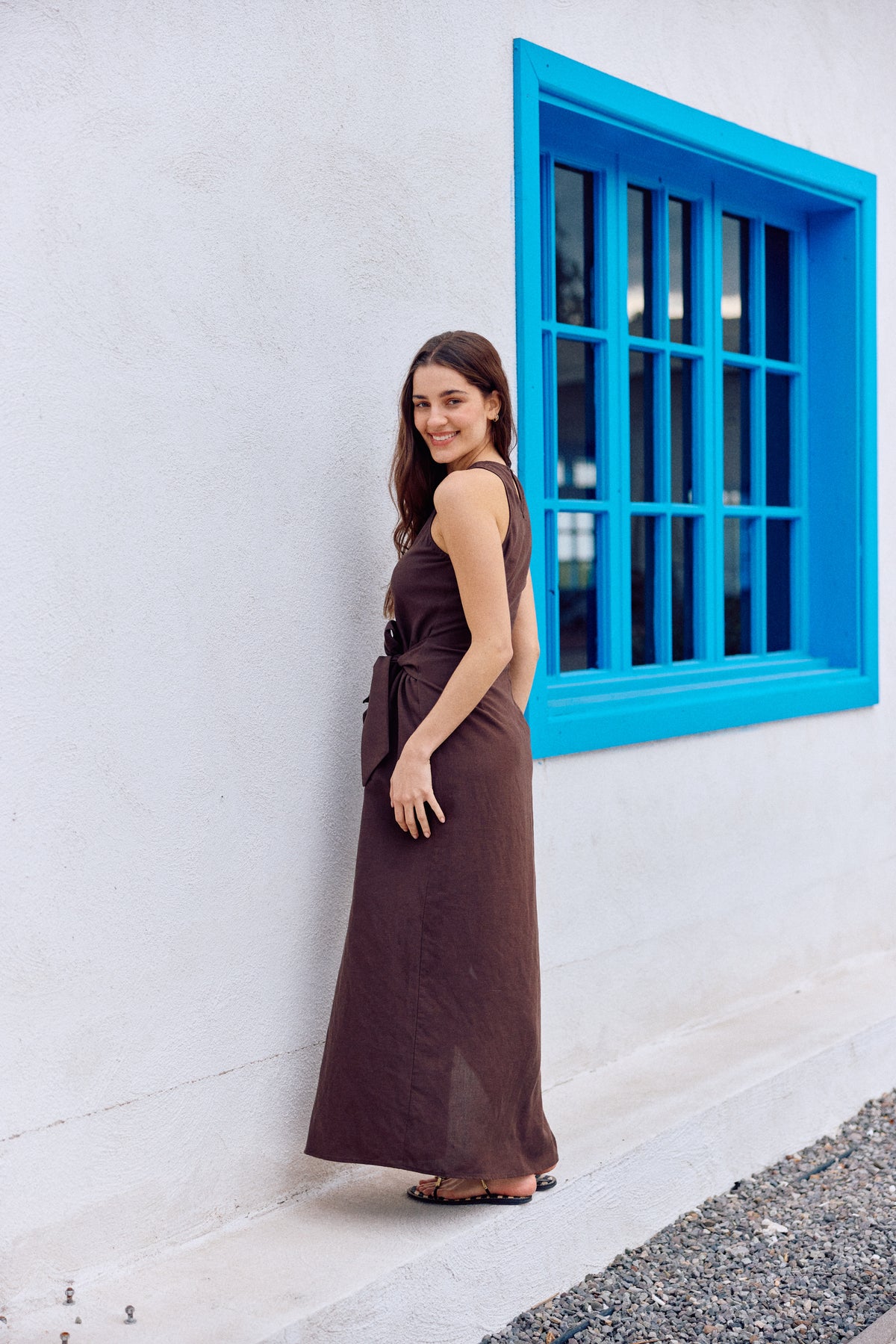 VESTIDO ANA LINO CHOCOLATE