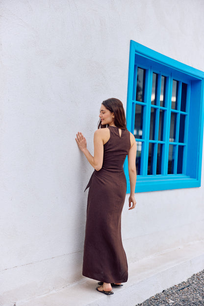 VESTIDO ANA LINO CHOCOLATE
