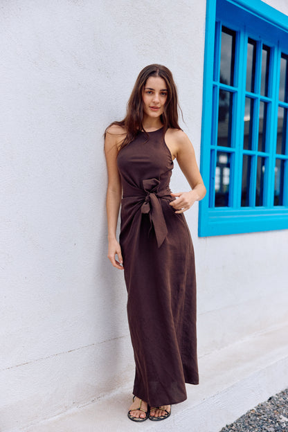 VESTIDO ANA LINO CHOCOLATE