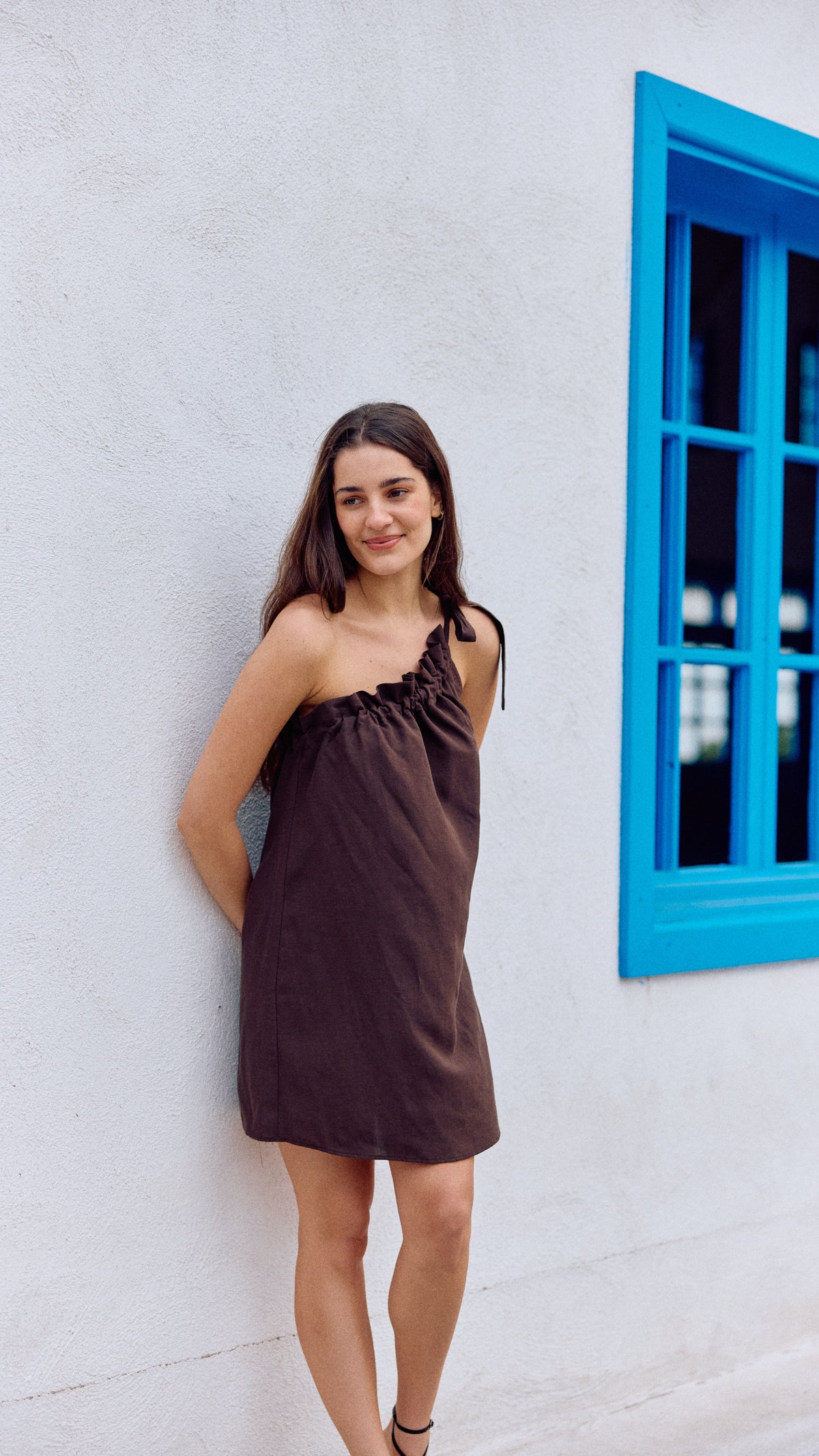 VESTIDO CLARA LINO CHOCOLATE