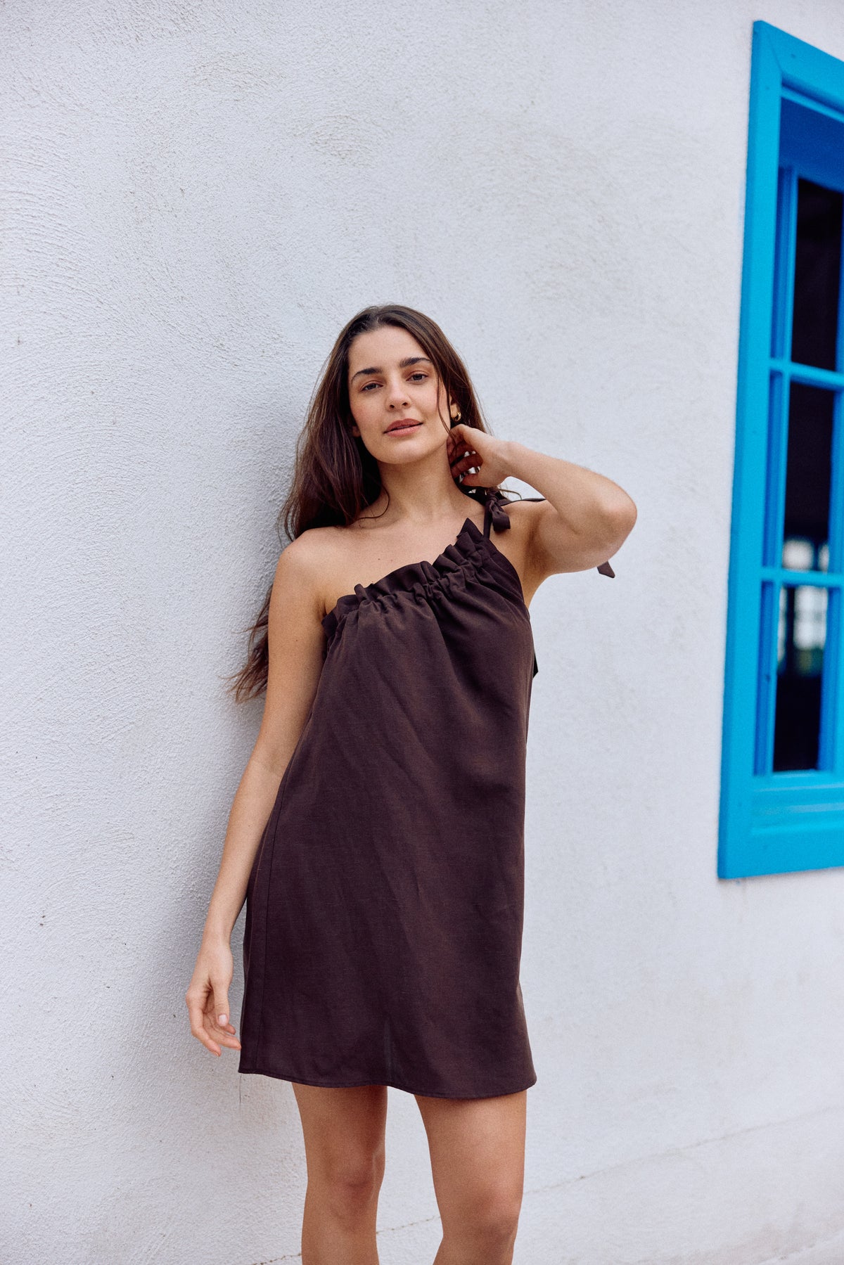 VESTIDO CLARA LINO CHOCOLATE