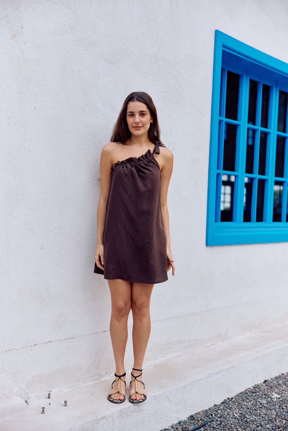VESTIDO CLARA LINO CHOCOLATE