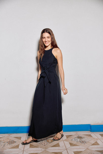 VESTIDO ANA LINO NEGRO