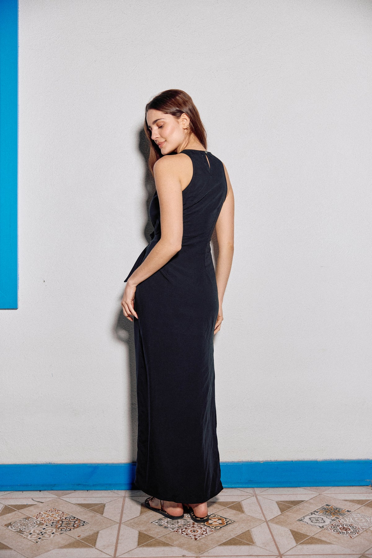 VESTIDO ANA LINO NEGRO