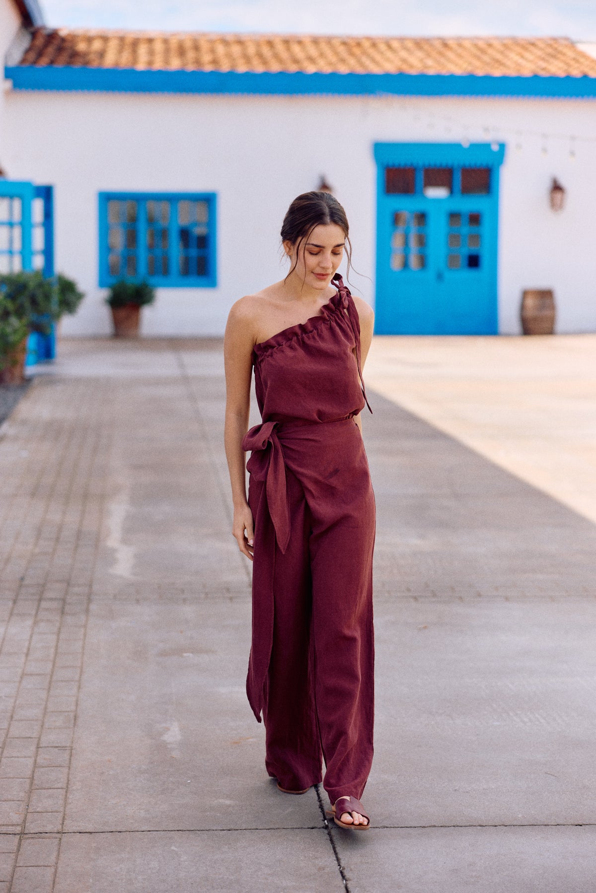 BLUSA SOFIA LINO BERENJENA