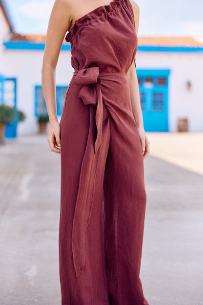 PANTALÓN SARA LINO BERENJENA
