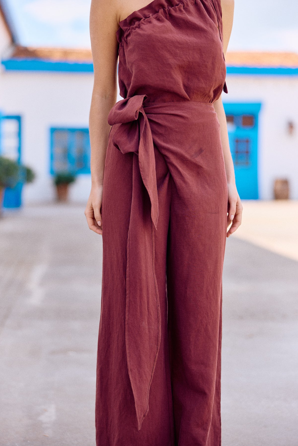 PANTALÓN SARA LINO BERENJENA