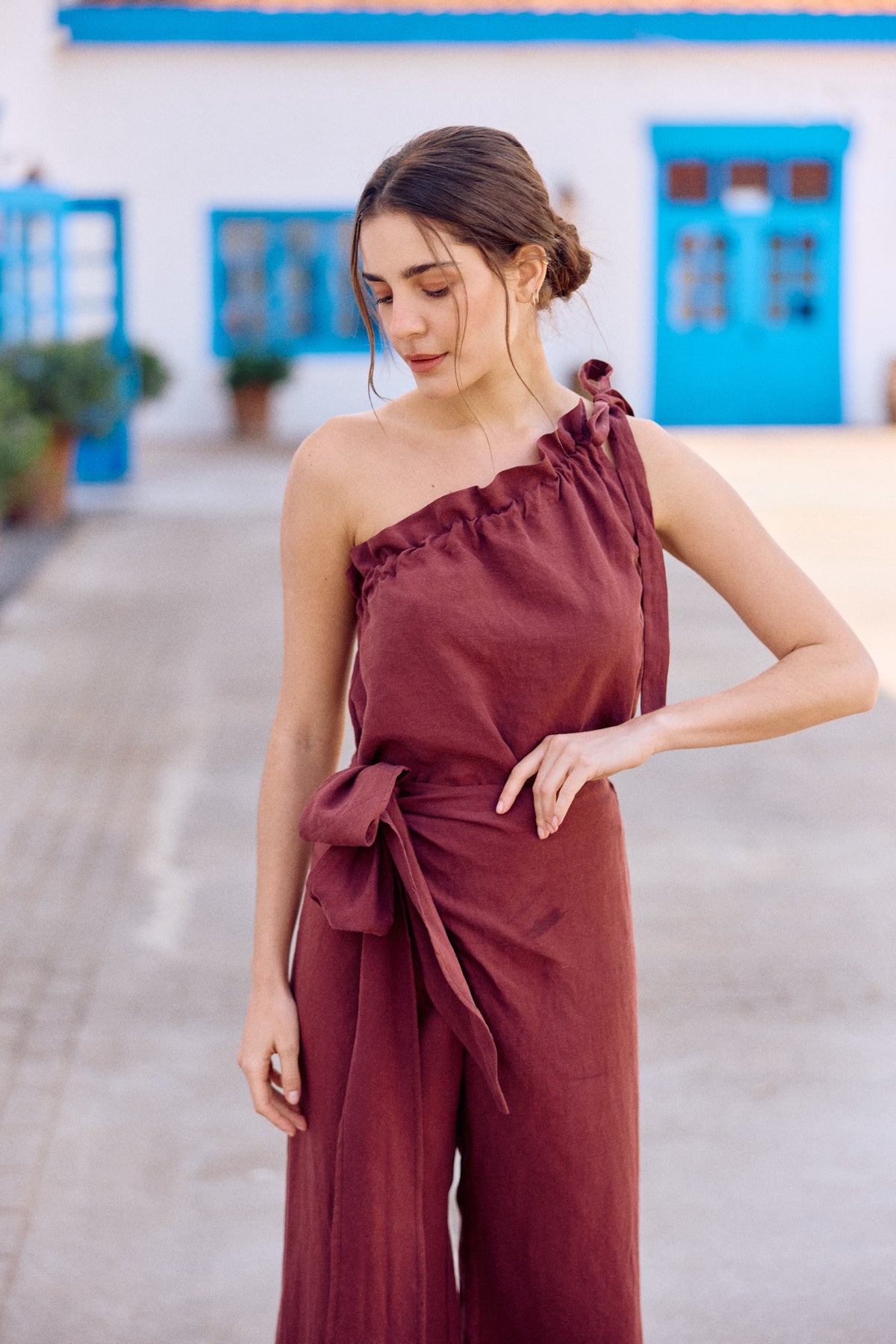 BLUSA SOFIA LINO BERENJENA