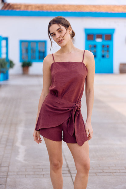 BLUSA LUCRECIA LINO BERENJENA