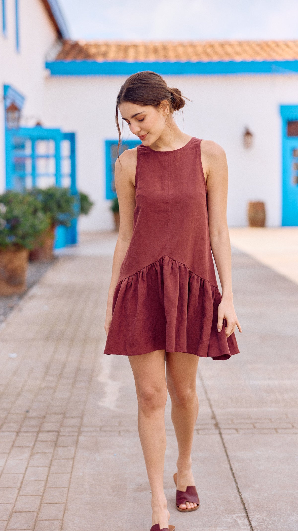 VESTIDO LUCIA LINO BERENJENA
