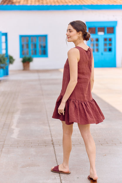 VESTIDO LUCIA LINO BERENJENA