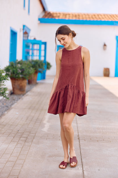 VESTIDO LUCIA LINO BERENJENA