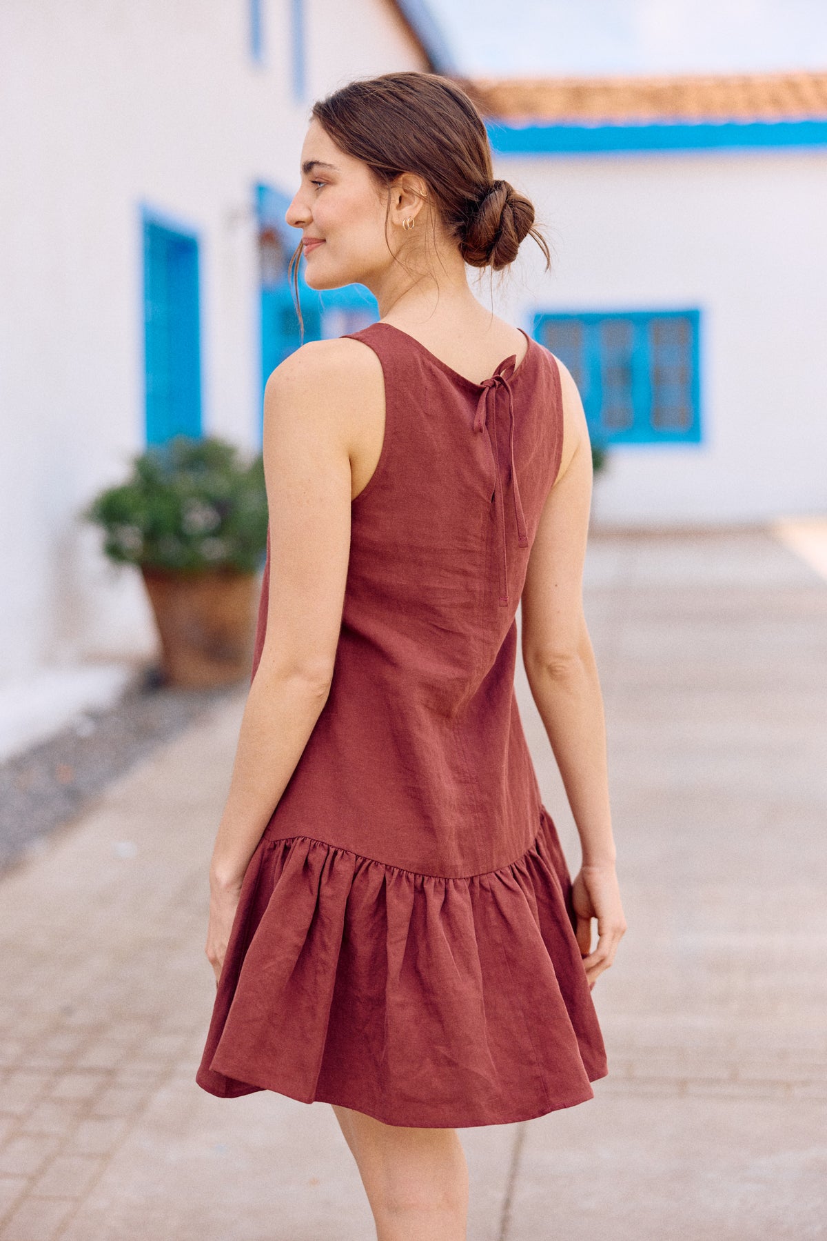 VESTIDO LUCIA LINO BERENJENA