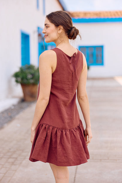 VESTIDO LUCIA LINO BERENJENA