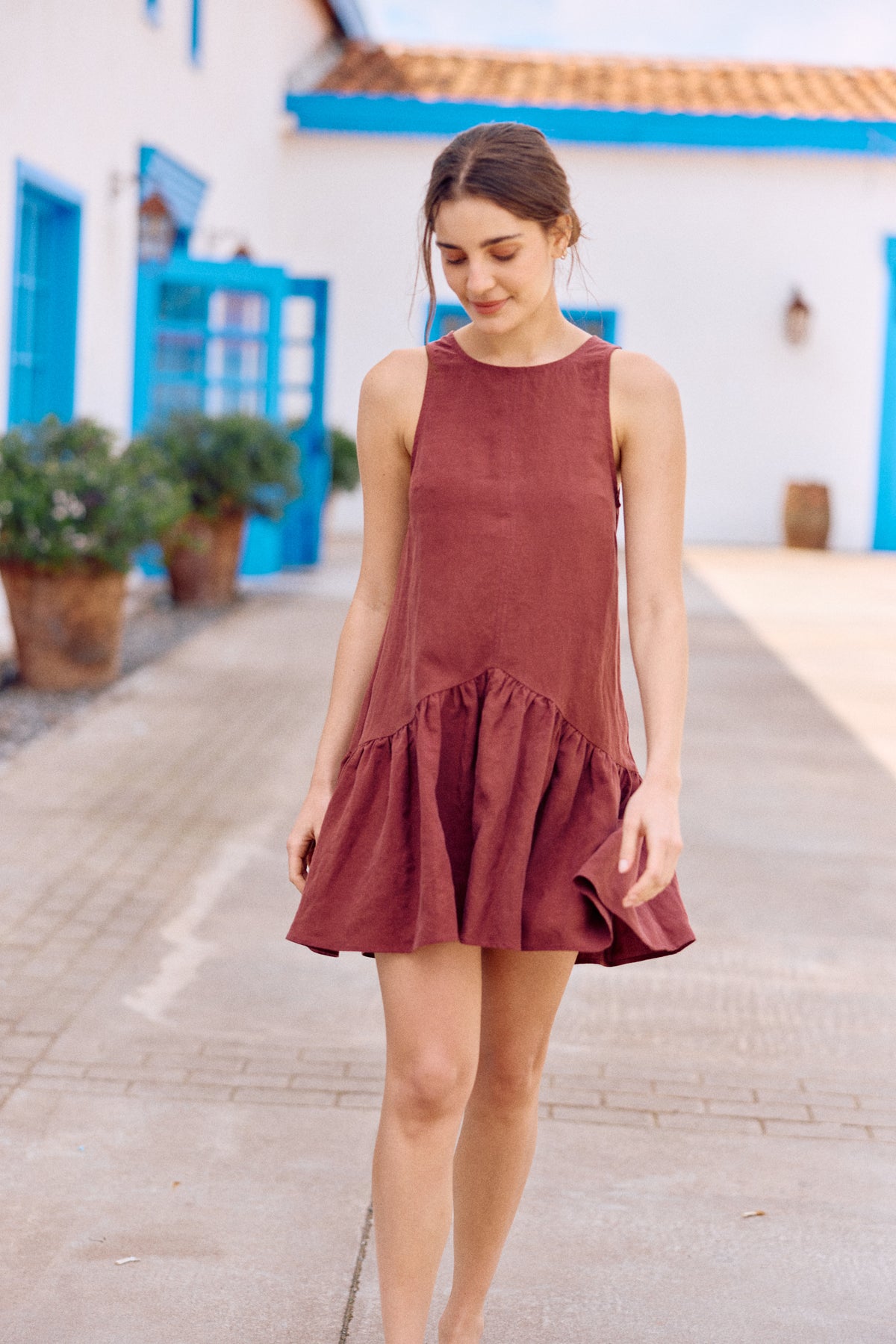 VESTIDO LUCIA LINO BERENJENA